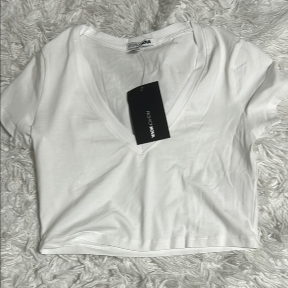 Fashion Nova Tops - White V-Neck Top